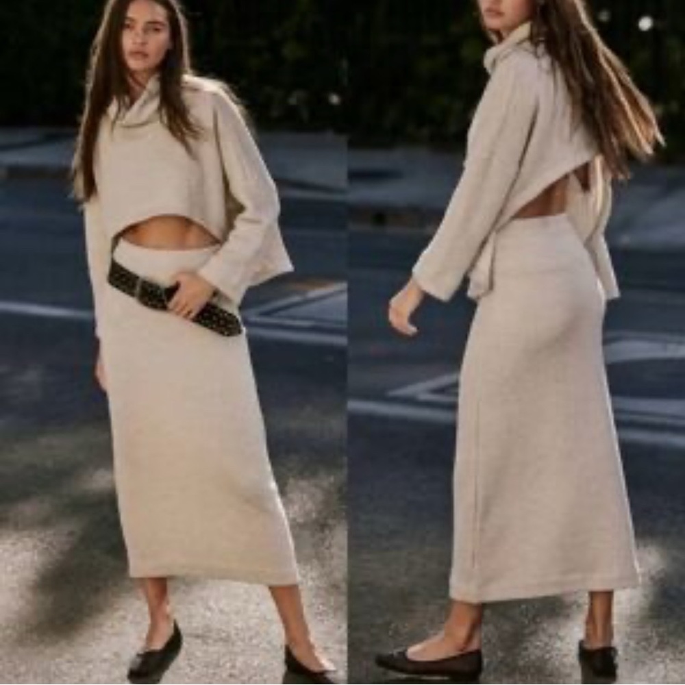 Free People Milley Reversible Set in Wet Plaster Rt $128